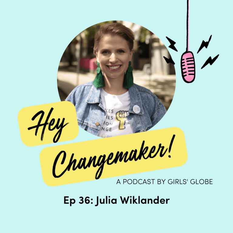 Cover image for the Hey Changemaker Podcast episode about building feminist solidarity with Julia Wiklander