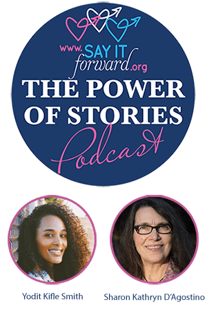 The Power of Stories Podcast logo and host profiles