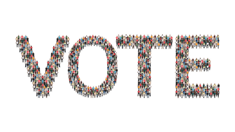 VOTE graphic. Cover photo for Your Words and Your Vote